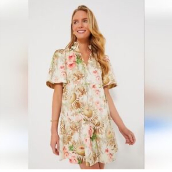 Tuckernuck Crawford Mini Dress Sun Faded Floral V neck Flutter Sleeve XL NEW - Picture 15 of 15